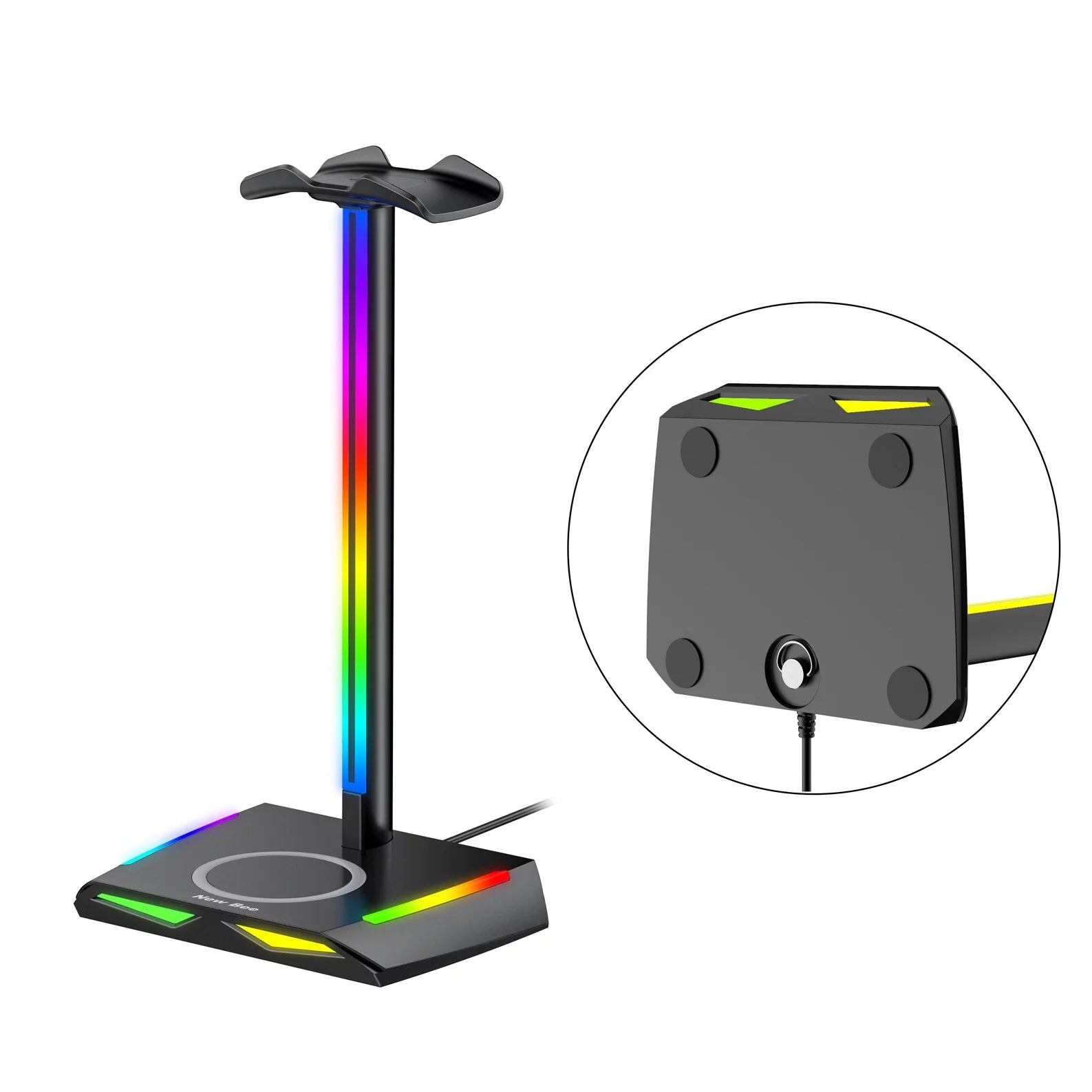 Headphone Stand with Wireless Charger Desk Headset Holder Hanger Rack for Earphones