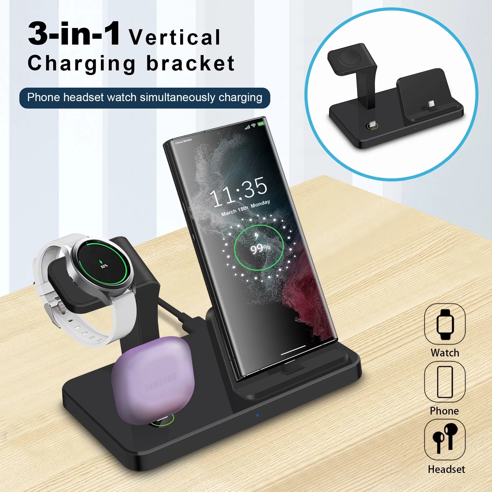 3 in 1 Samsung Device Charging Station