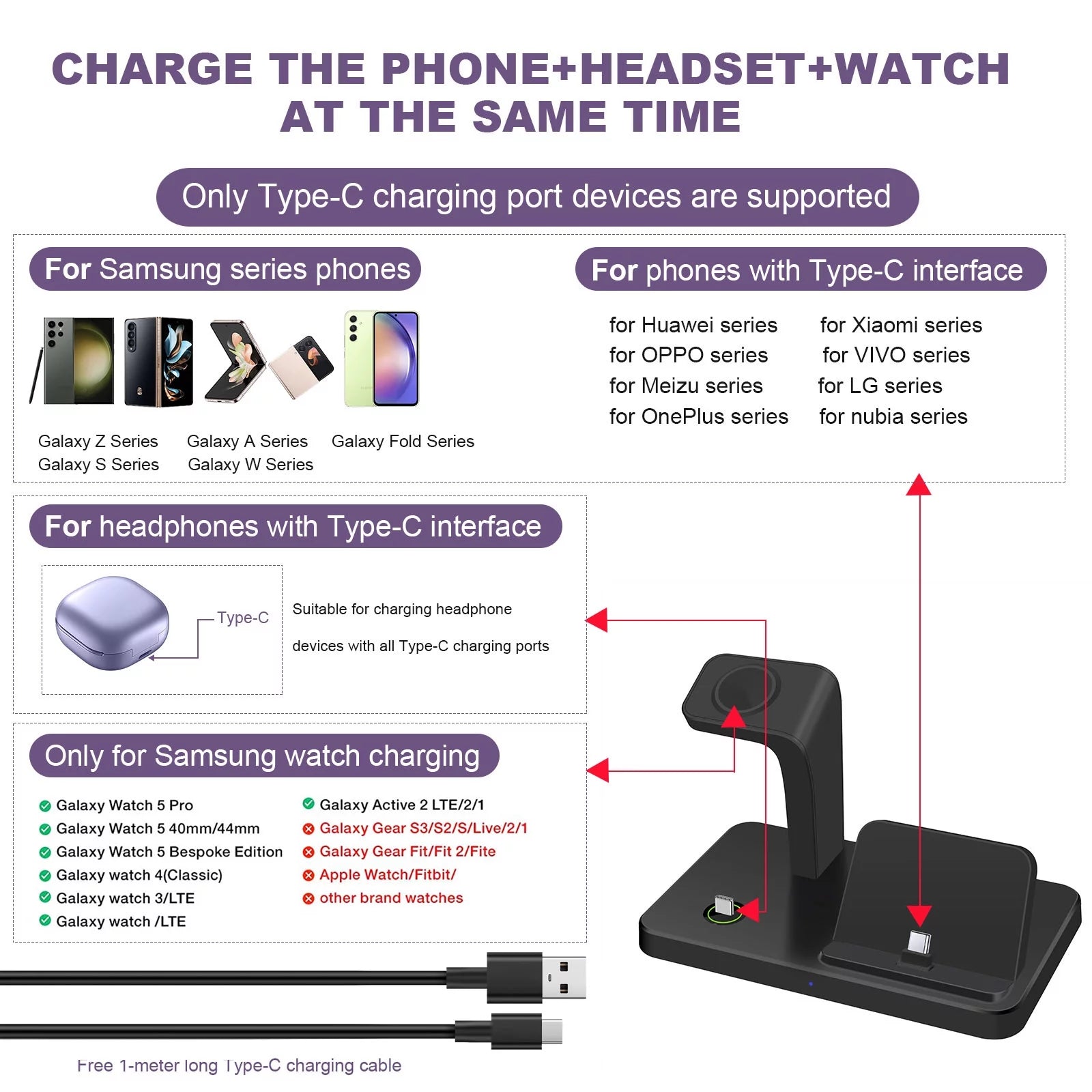 3 in 1 Samsung Device Charging Station