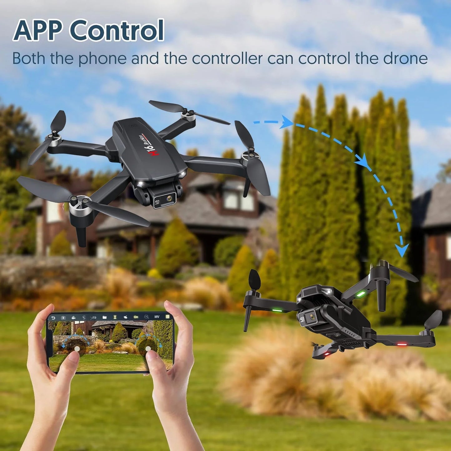 H16 Drone with 4k Camera, Foldable Drone for Beginners, Optical Flow Positioning