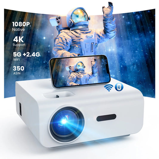 Wifi Bluetooth Projector, 1080P Projector, 4K Supported Movie Projector